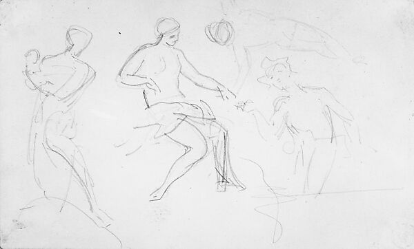 Figures (from Scrapbook), John Singer Sargent (American, Florence 1856–1925 London), Graphite on off-white wove paper, American 