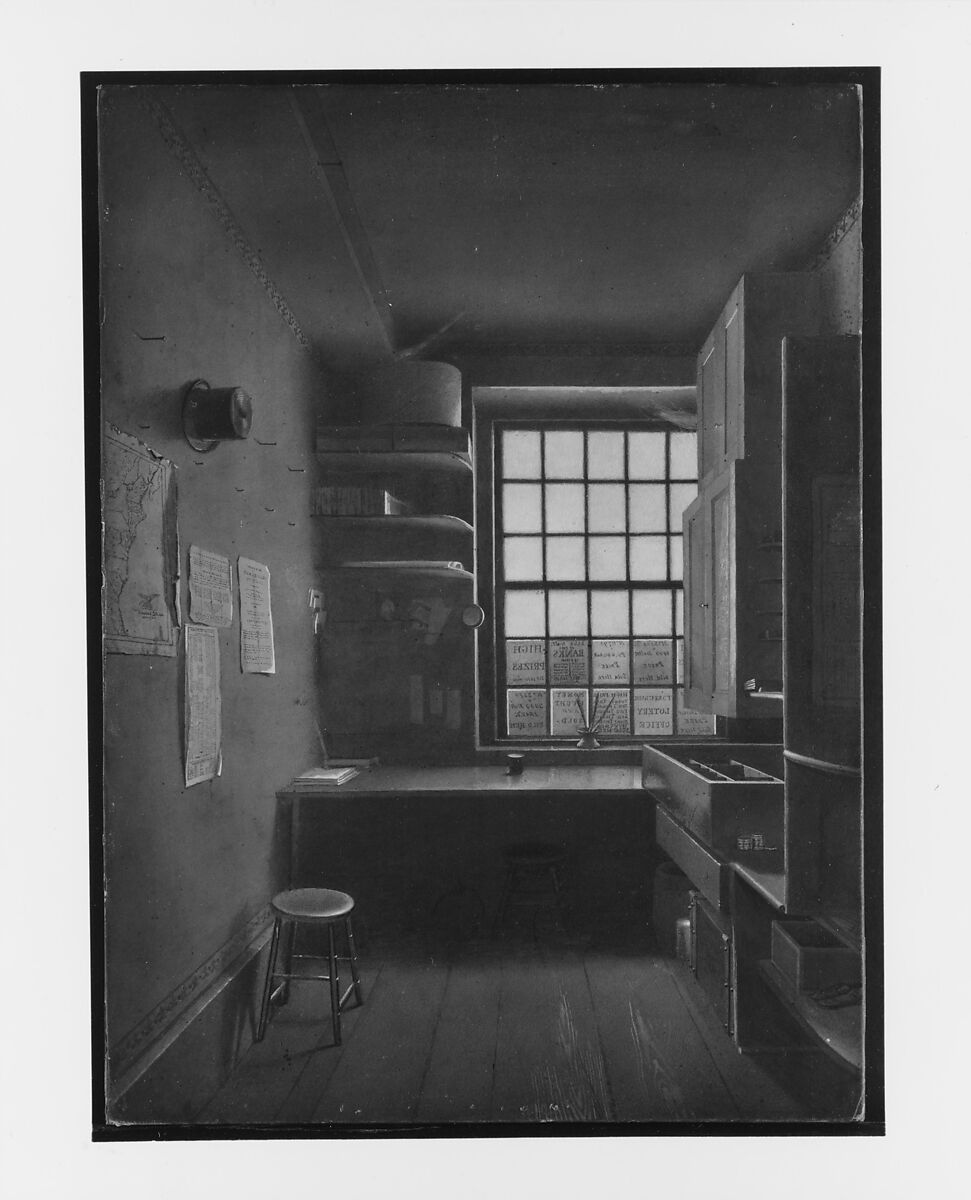 Interior of a Lottery, James Kidder (1793–1837), Gouache, watercolor, and graphite on toned wove paper, American