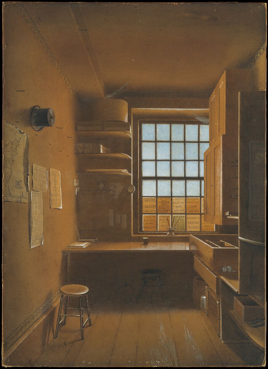 Interior of a Lottery, James Kidder (1793–1837), Gouache, watercolor, and graphite on toned wove paper, American 