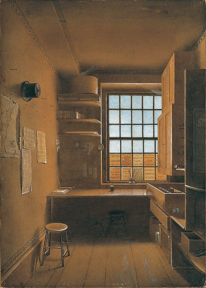 Interior of a Lottery, James Kidder (1793–1837), Gouache, watercolor, and graphite on toned wove paper, American
