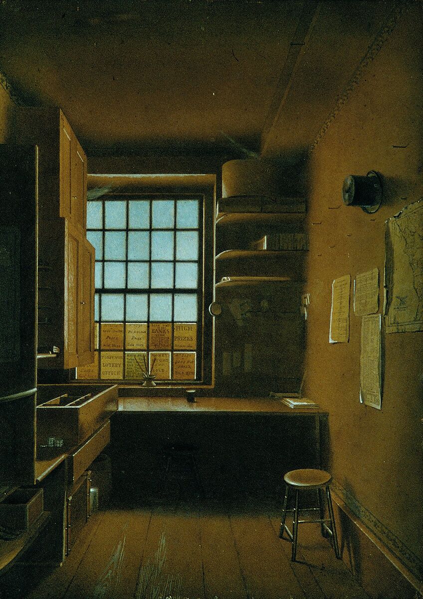 Interior of a Lottery, James Kidder (1793–1837), Gouache, watercolor, and graphite on toned wove paper, American