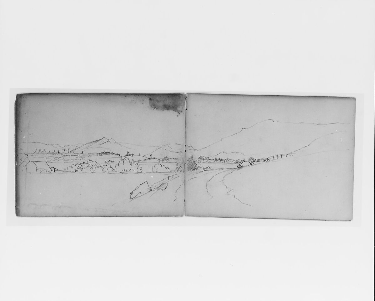 Sketchbook of White Mountains and Hudson River Subjects, David Johnson (American, New York 1827–1908 Walden, New York), Drawings in graphite on off-white wove paper, bound in cloth- and leather-covered boards, American