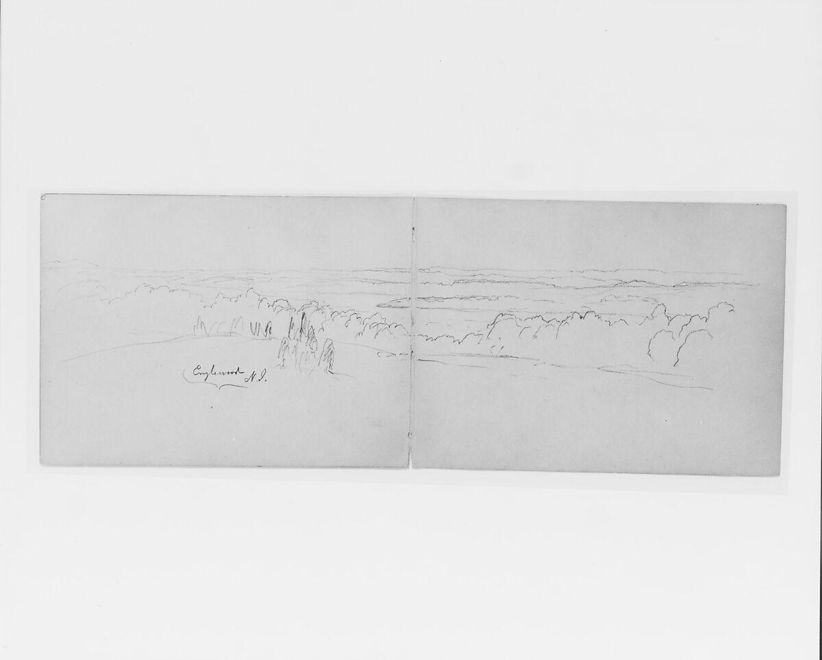 Sketchbook of White Mountains and Hudson River Subjects, David Johnson (American, New York 1827–1908 Walden, New York), Drawings in graphite on off-white wove paper, bound in cloth- and leather-covered boards, American