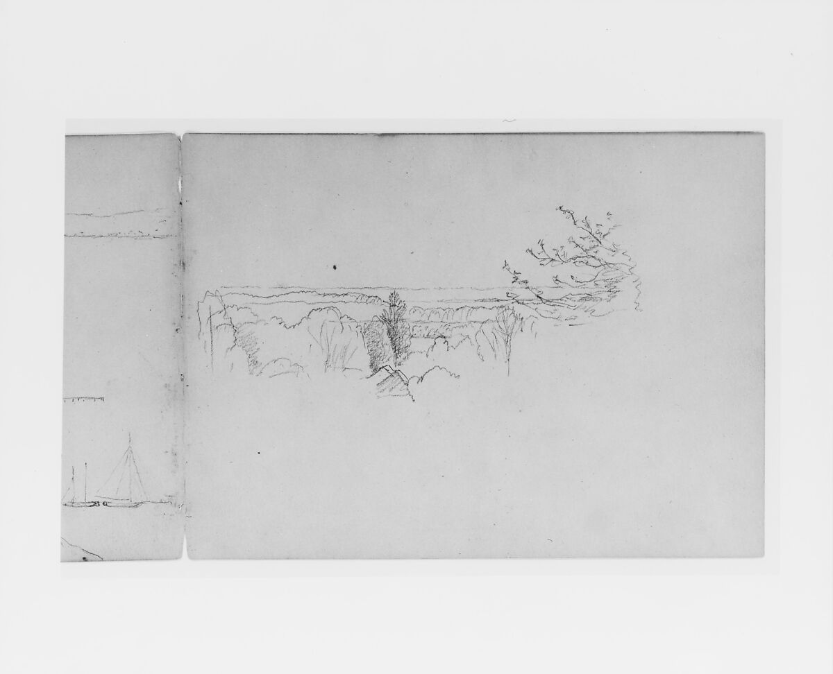 Sketchbook of White Mountains and Hudson River Subjects, David Johnson (American, New York 1827–1908 Walden, New York), Drawings in graphite on off-white wove paper, bound in cloth- and leather-covered boards, American