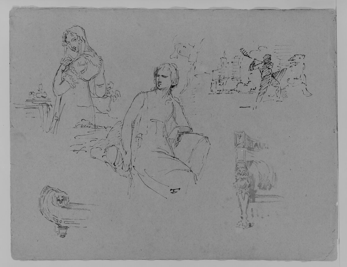 (From Sketchbook), Thomas Sully (American, Horncastle, Lincolnshire 1783–1872 Philadelphia, Pennsylvania), Ink, wash, on paper, American 