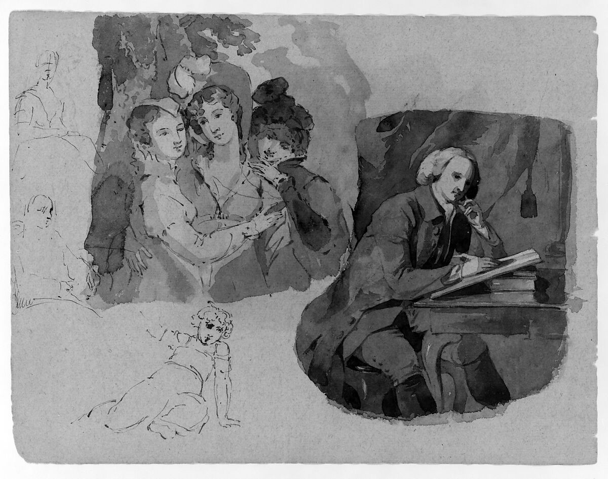 (From Sketchbook), Thomas Sully (American, Horncastle, Lincolnshire 1783–1872 Philadelphia, Pennsylvania), Ink, wash, on paper, American 