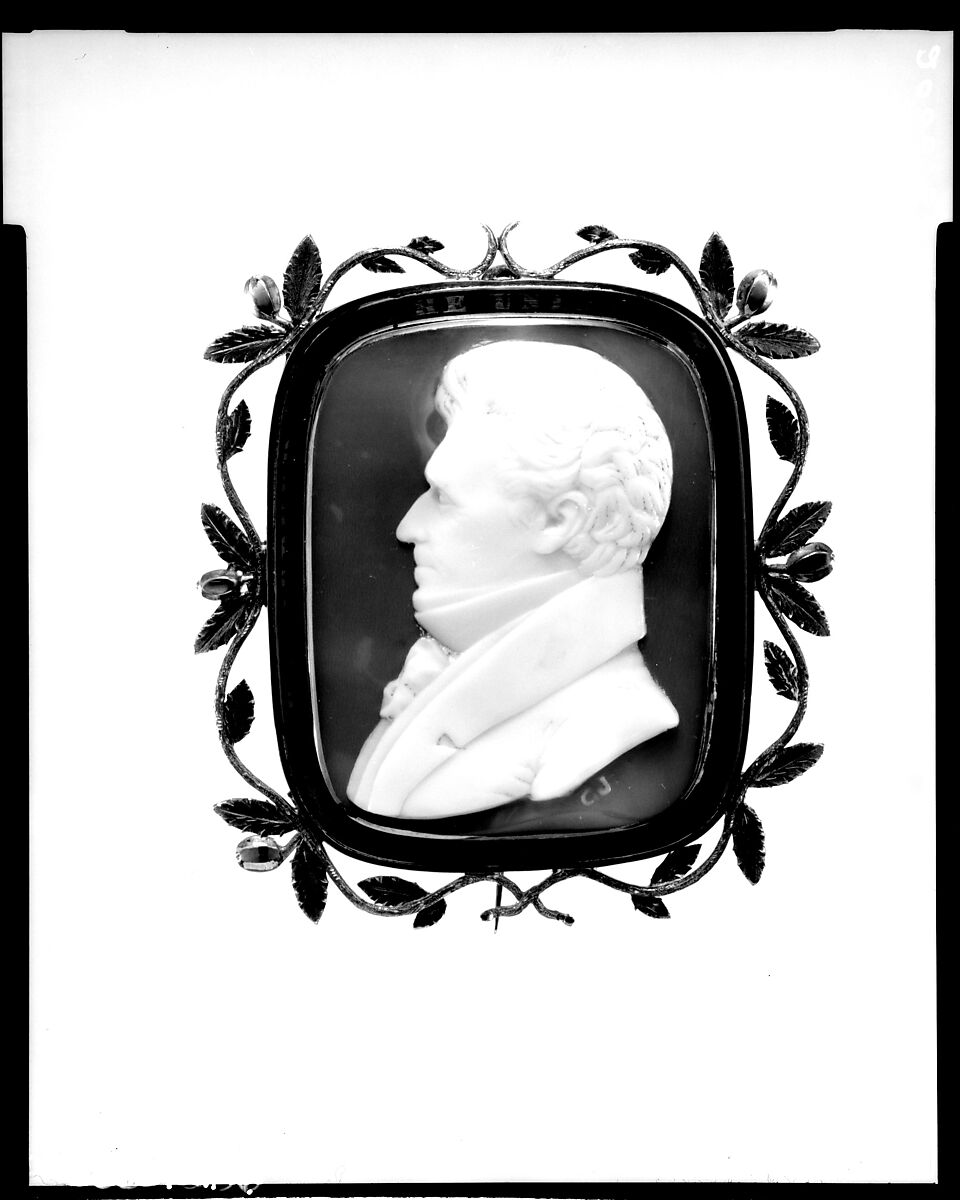 Cameo, Cameo by George W. Jamison (American, New York 1810–1868 Yonkers, New York), Helmet-conch shell, gold, and enamel, American