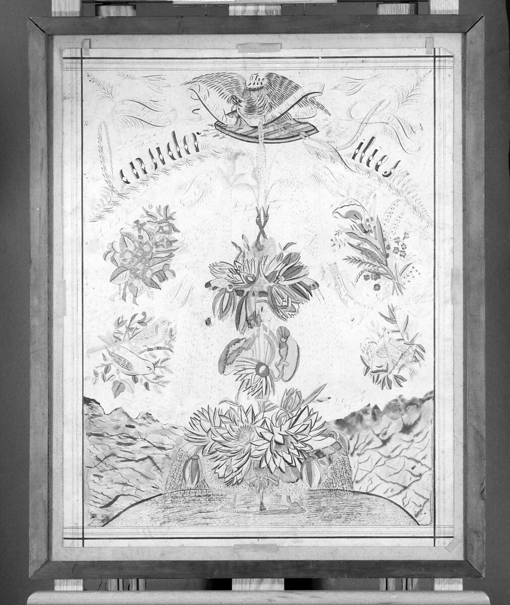 Watercolor, Attributed to Eugene B. Cunningham, Ink and watercolor on paper, American, Shaker