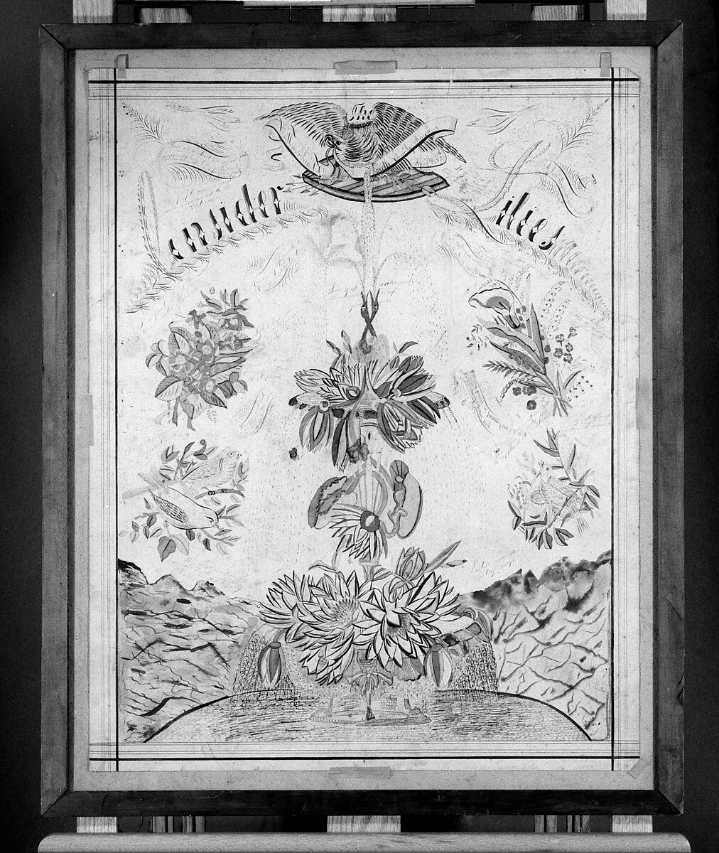 Watercolor, Attributed to Eugene B. Cunningham, Ink and watercolor on paper, American, Shaker