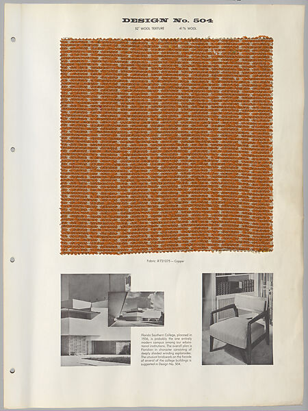 Schumacher's Taliesin Line of Decorative Fabrics and Wallpapers Designed by Frank Lloyd Wright, Frank Lloyd Wright (American, Richland Center, Wisconsin 1867–1959 Phoenix, Arizona), Book (a) together with a conforming masonite authorized dealer sign (b), American