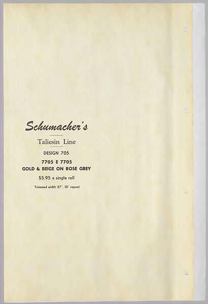 Schumacher's Taliesin Line of Decorative Fabrics and Wallpapers Designed by Frank Lloyd Wright, Frank Lloyd Wright (American, Richland Center, Wisconsin 1867–1959 Phoenix, Arizona), Book (a) together with a conforming masonite authorized dealer sign (b), American
