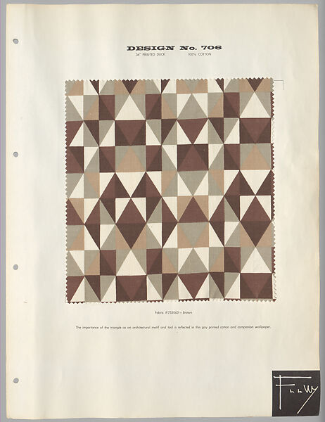 Schumacher's Taliesin Line of Decorative Fabrics and Wallpapers Designed by Frank Lloyd Wright, Frank Lloyd Wright (American, Richland Center, Wisconsin 1867–1959 Phoenix, Arizona), Book (a) together with a conforming masonite authorized dealer sign (b), American
