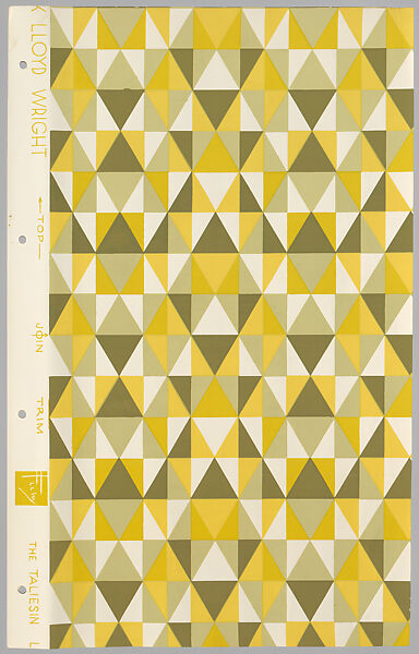 Schumacher's Taliesin Line of Decorative Fabrics and Wallpapers Designed by Frank Lloyd Wright, Frank Lloyd Wright (American, Richland Center, Wisconsin 1867–1959 Phoenix, Arizona), Book (a) together with a conforming masonite authorized dealer sign (b), American