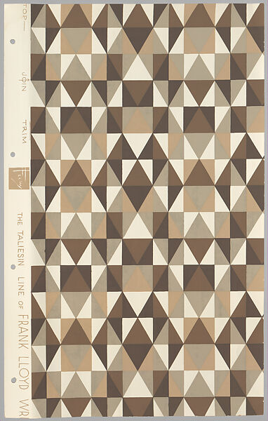 Schumacher's Taliesin Line of Decorative Fabrics and Wallpapers Designed by Frank Lloyd Wright, Frank Lloyd Wright (American, Richland Center, Wisconsin 1867–1959 Phoenix, Arizona), Book (a) together with a conforming masonite authorized dealer sign (b), American