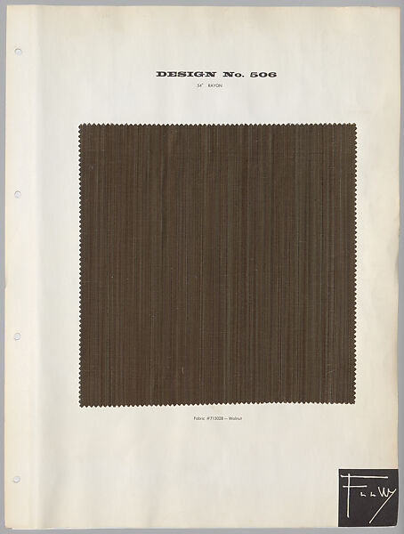 Schumacher's Taliesin Line of Decorative Fabrics and Wallpapers Designed by Frank Lloyd Wright, Frank Lloyd Wright (American, Richland Center, Wisconsin 1867–1959 Phoenix, Arizona), Book (a) together with a conforming masonite authorized dealer sign (b), American
