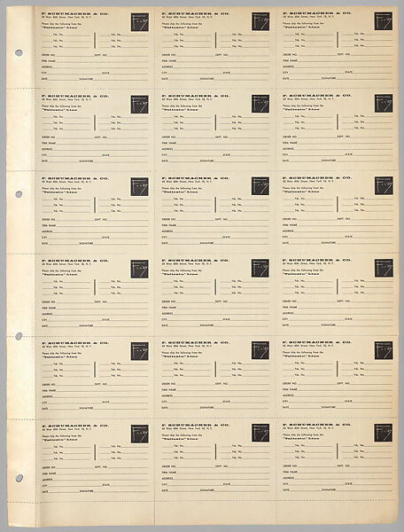 Schumacher's Taliesin Line of Decorative Fabrics and Wallpapers Designed by Frank Lloyd Wright, Frank Lloyd Wright (American, Richland Center, Wisconsin 1867–1959 Phoenix, Arizona), Book (a) together with a conforming masonite authorized dealer sign (b), American