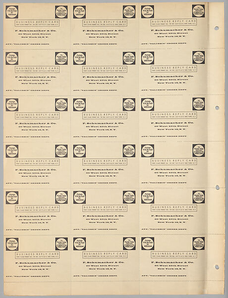 Schumacher's Taliesin Line of Decorative Fabrics and Wallpapers Designed by Frank Lloyd Wright, Frank Lloyd Wright (American, Richland Center, Wisconsin 1867–1959 Phoenix, Arizona), Book (a) together with a conforming masonite authorized dealer sign (b), American