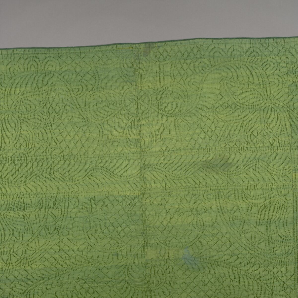 Wholecloth quilt, Silk and wool, British