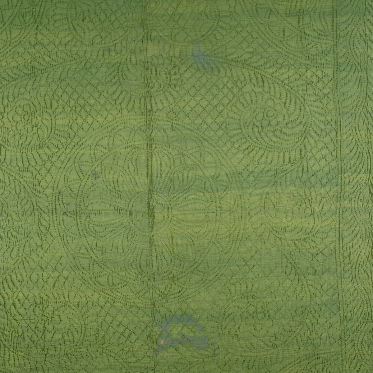 Wholecloth quilt, Silk and wool, British