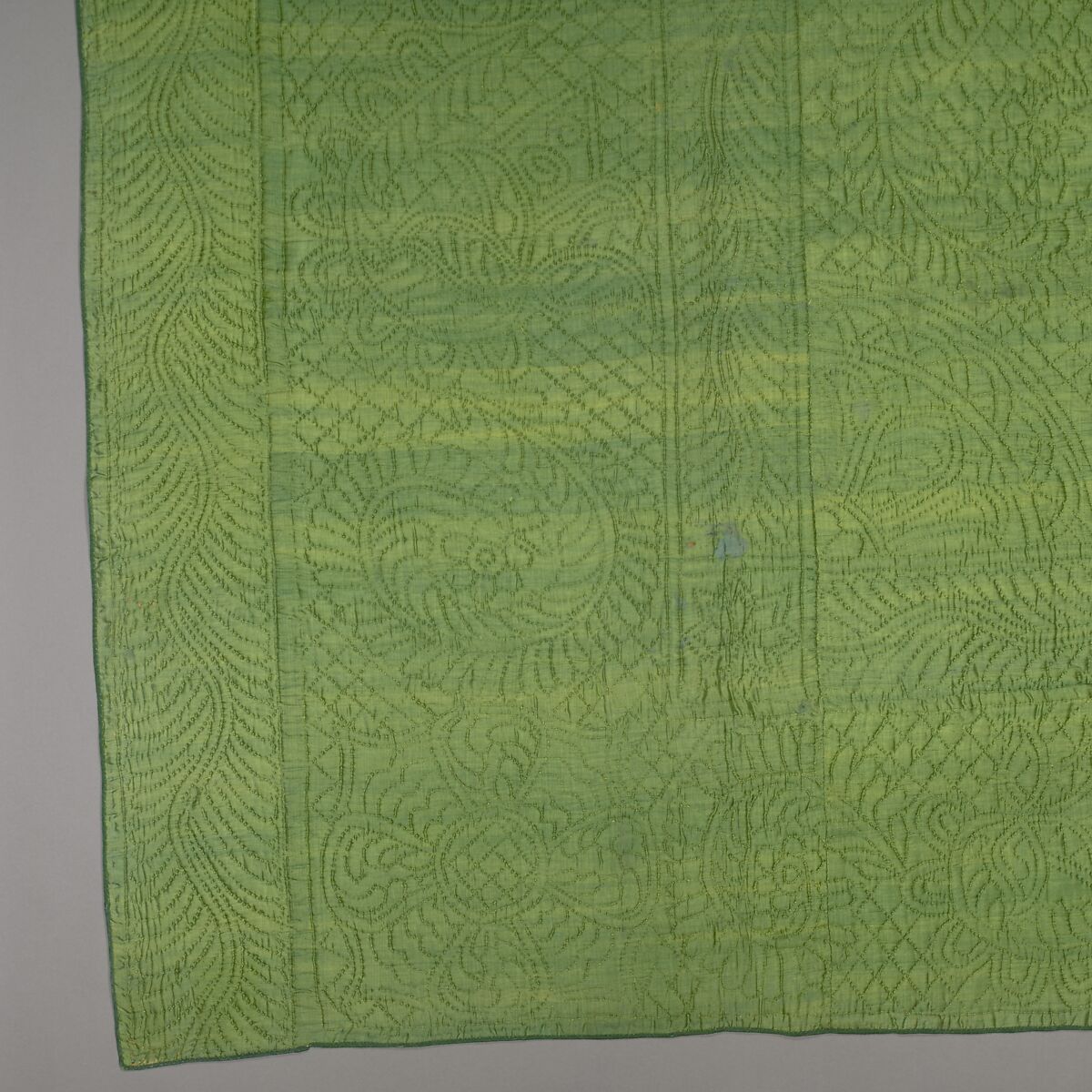 Wholecloth quilt, Silk and wool, British