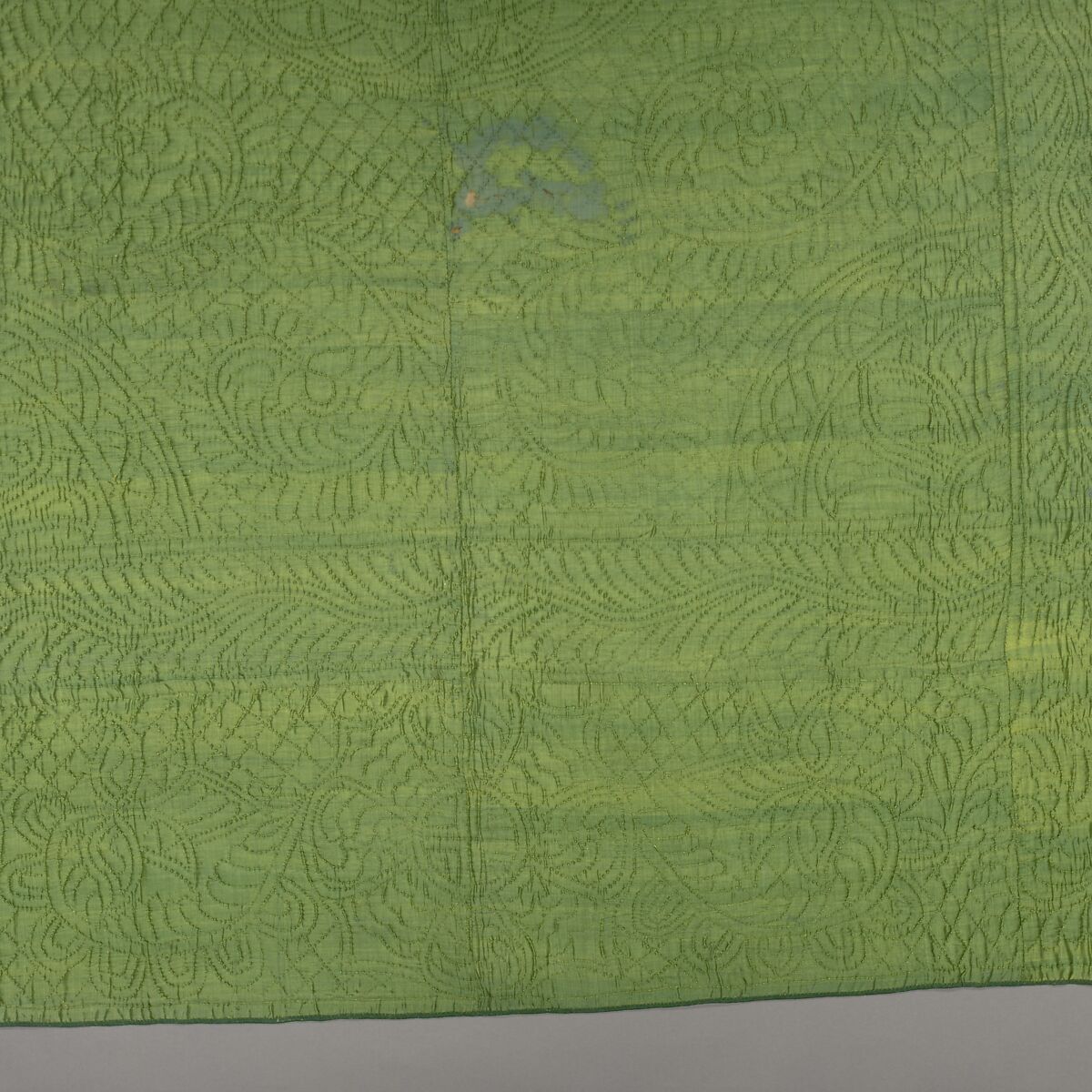 Wholecloth quilt, Silk and wool, British