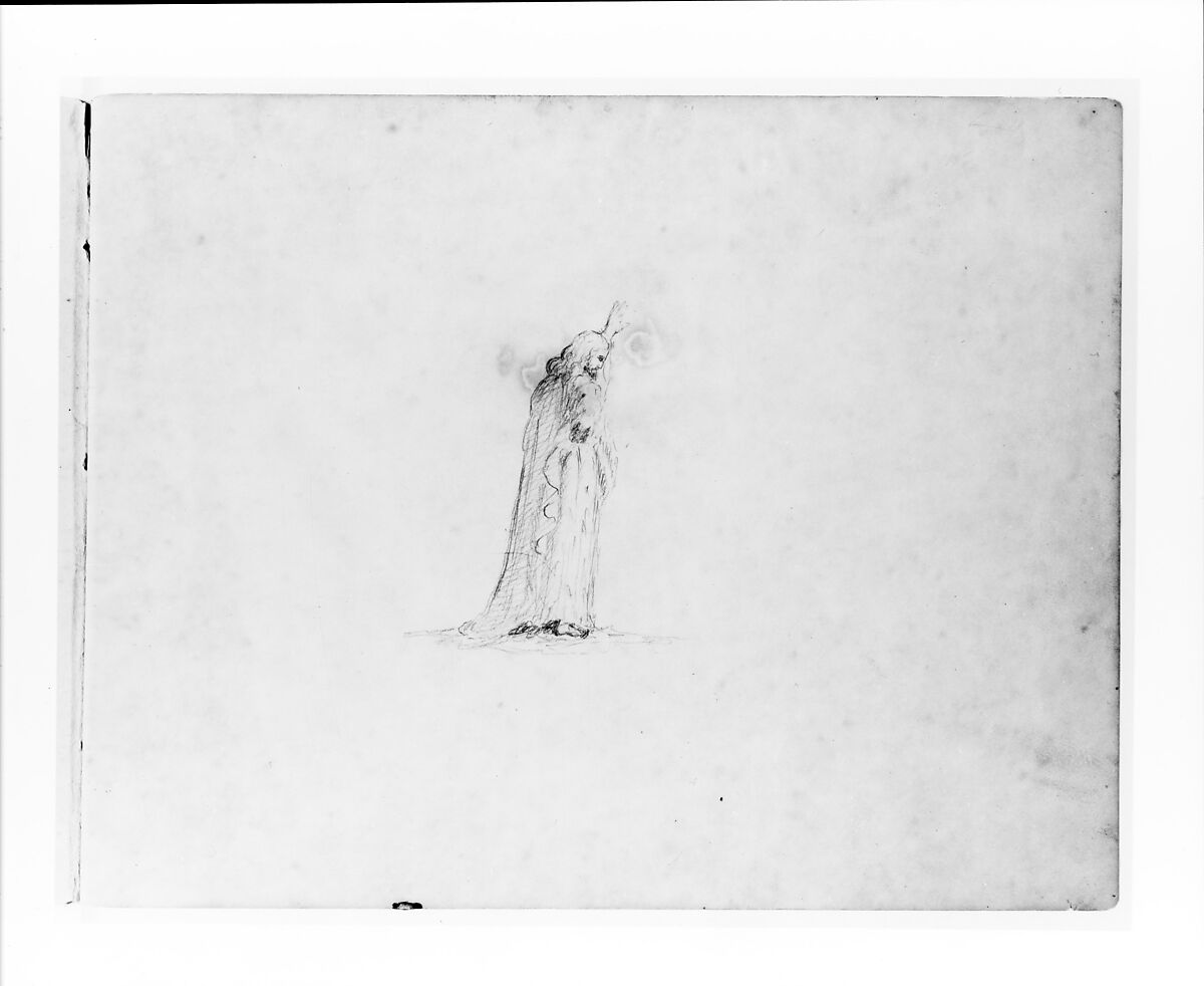 Standing Male Figure (Jesus Christ?) (from Sketchbook), John Quincy Adams Ward (American, Urbana, Ohio 1830–1910 New York), Graphite on paper, American 