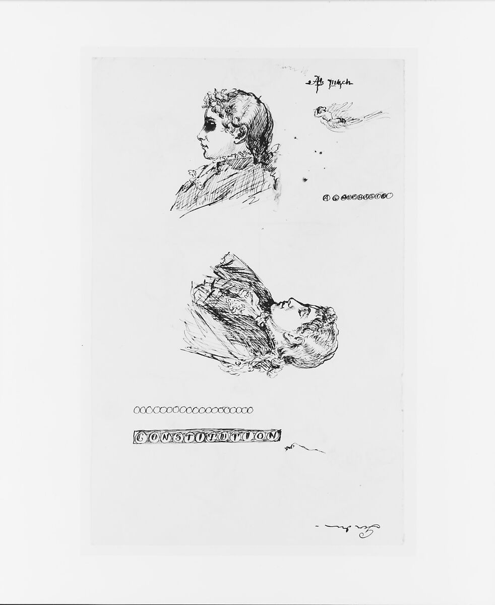 Study for a Bust Portrait of a Young Man (from Sketchbook), John Quincy Adams Ward (American, Urbana, Ohio 1830–1910 New York), Graphite on paper, American 