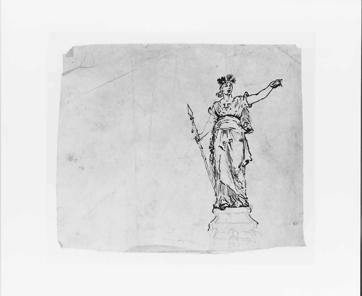 Study for Victory (from Sketchbook), John Quincy Adams Ward (American, Urbana, Ohio 1830–1910 New York), Graphite on paper, American 