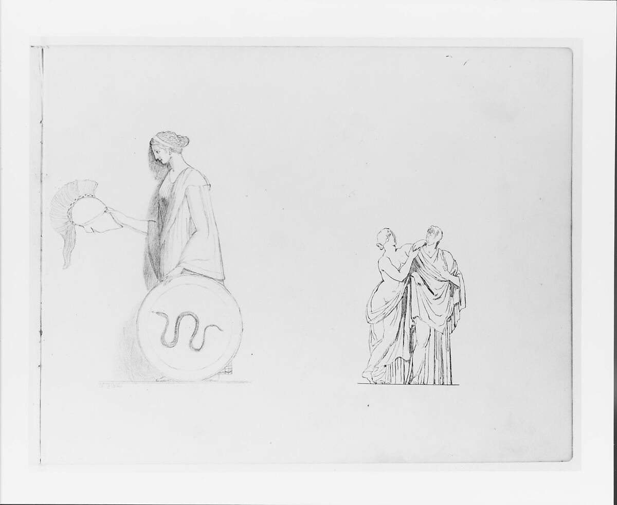 Athena;Two Classical Figures (Possibly Venus) (from Sketchbook), John Quincy Adams Ward (American, Urbana, Ohio 1830–1910 New York), Graphite on paper, American 
