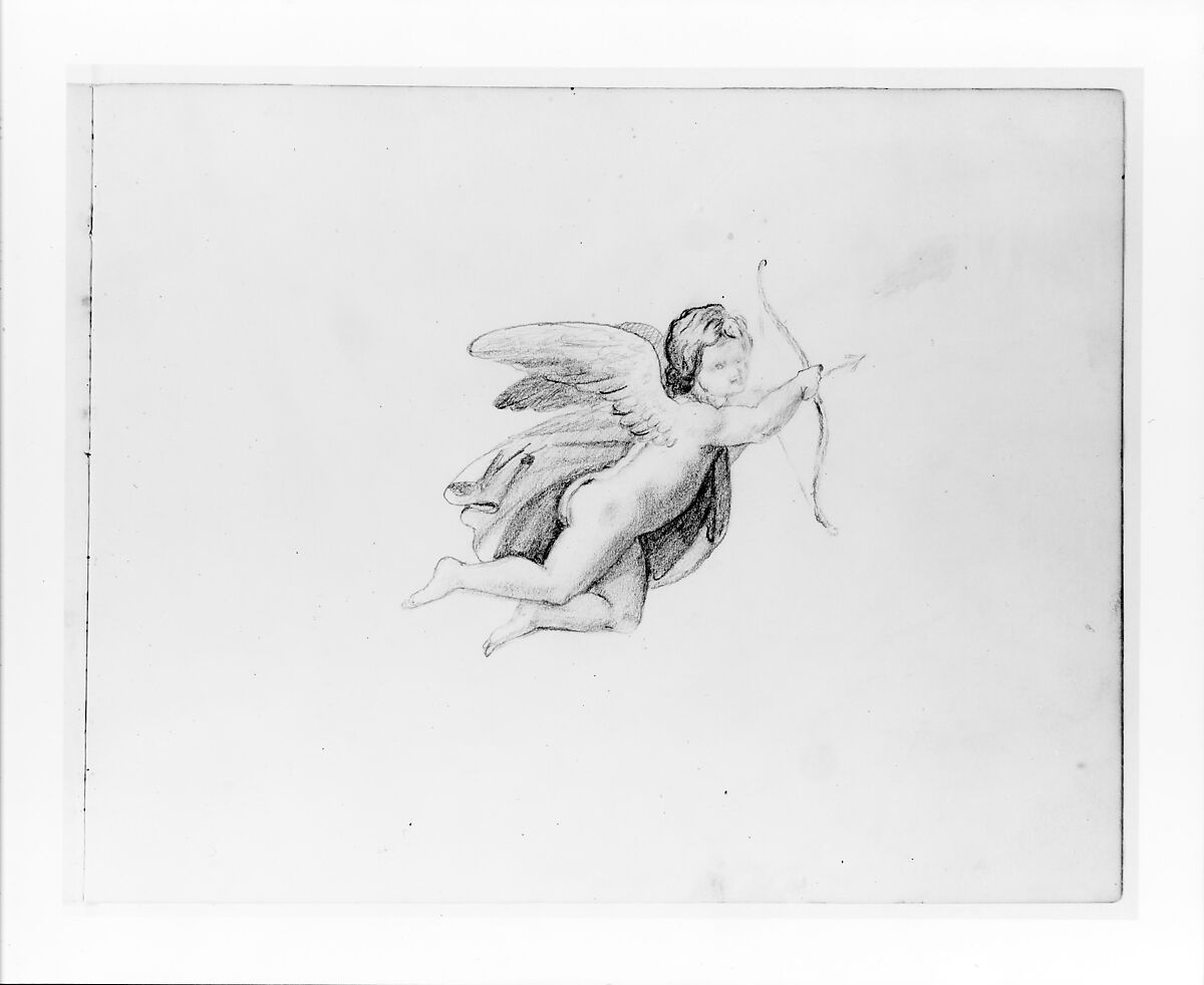 Study of Cupid (from Sketchbook), John Quincy Adams Ward (American, Urbana, Ohio 1830–1910 New York), Graphite on paper, American 
