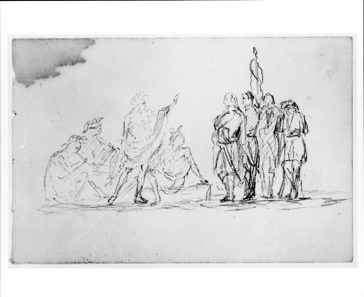 Study for Treaty with Native Americans (from Sketchbook), John Quincy Adams Ward (American, Urbana, Ohio 1830–1910 New York), Graphite on paper, American 