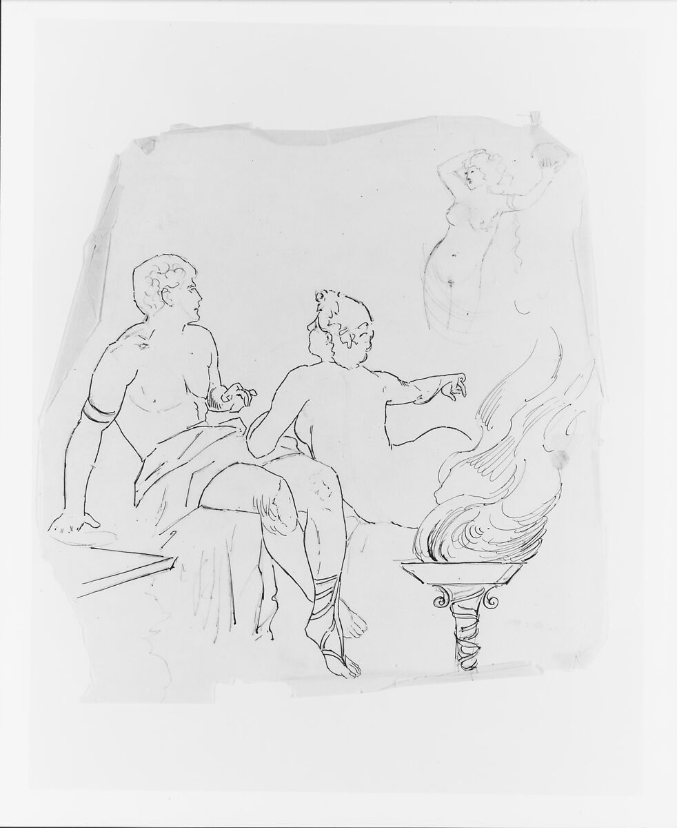 Mythological Figure Group (from Sketchbook), John Quincy Adams Ward (American, Urbana, Ohio 1830–1910 New York), Graphite on paper, American 