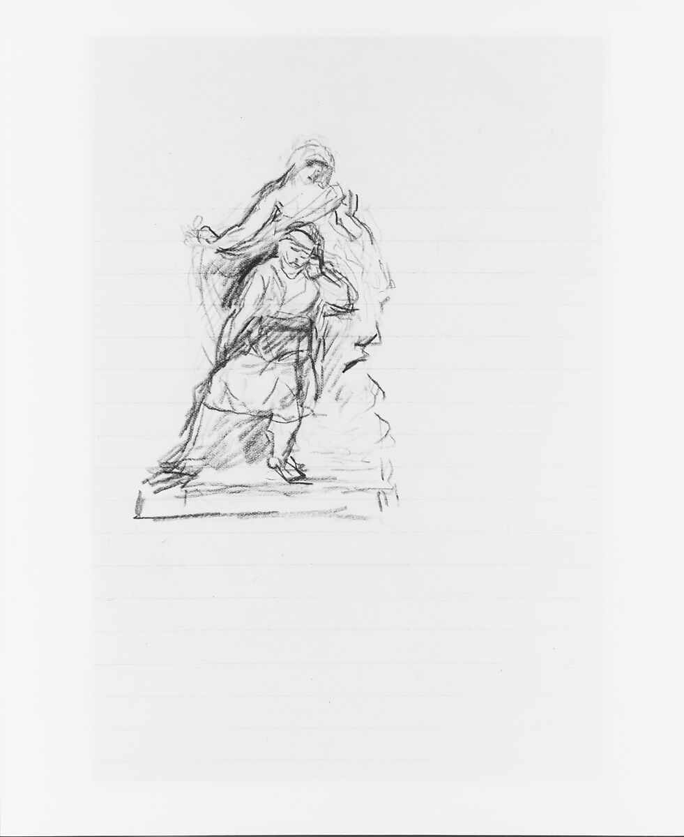 Study for a Memorial (from Sketchbook), John Quincy Adams Ward (American, Urbana, Ohio 1830–1910 New York), Graphite on paper, American 