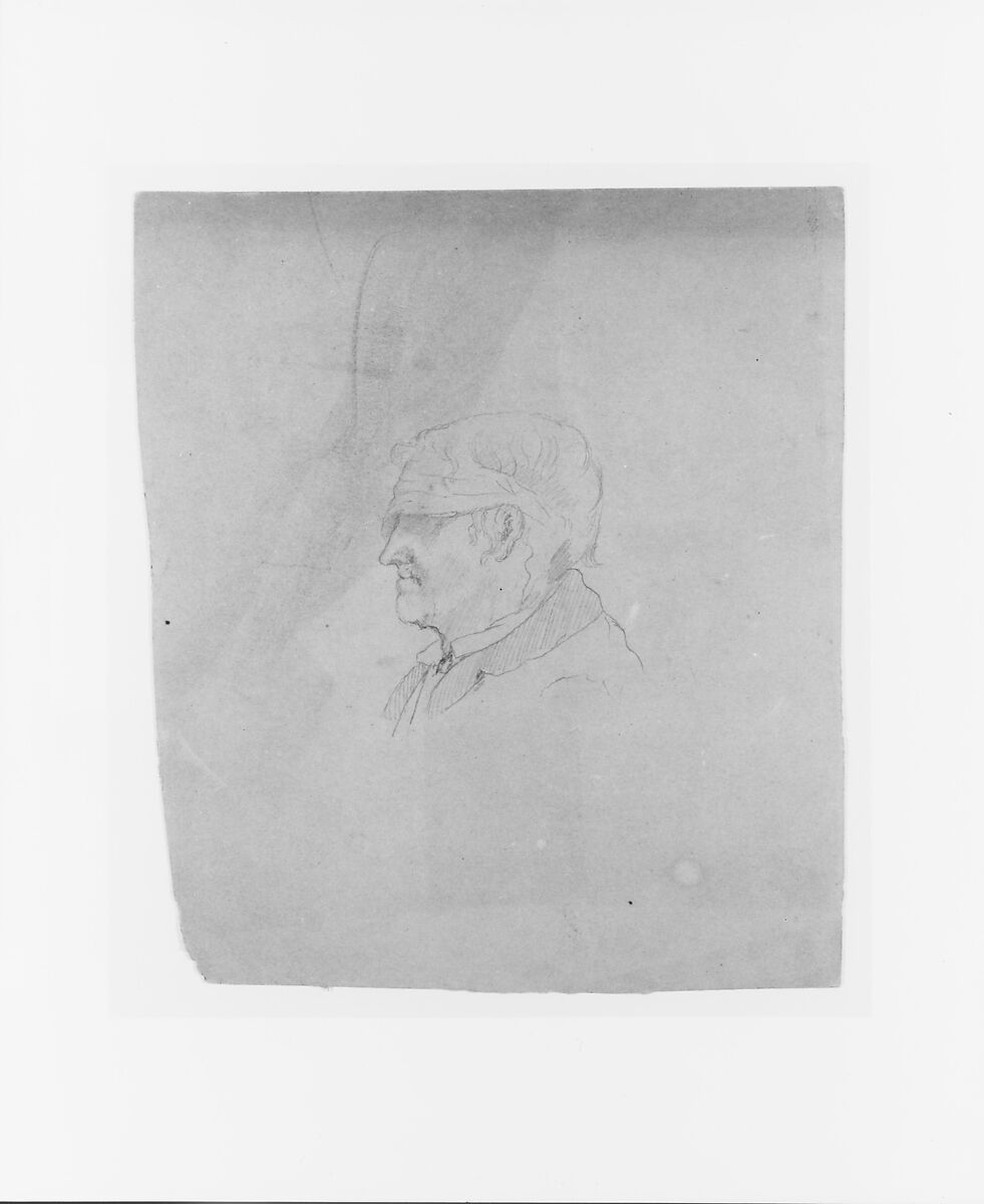 Profile Sketch of a Blindfolded Man (from Sketchbook), John Quincy Adams Ward (American, Urbana, Ohio 1830–1910 New York), Graphite on paper, American 