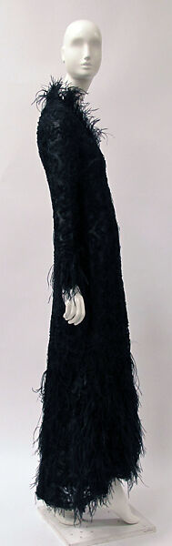 Evening dress, Oscar de la Renta, LLC. (American, founded 1965), silk, feathers, American