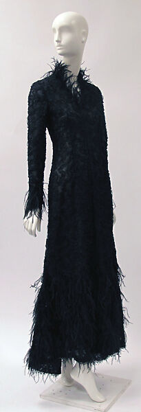 Evening dress, Oscar de la Renta, LLC. (American, founded 1965), silk, feathers, American