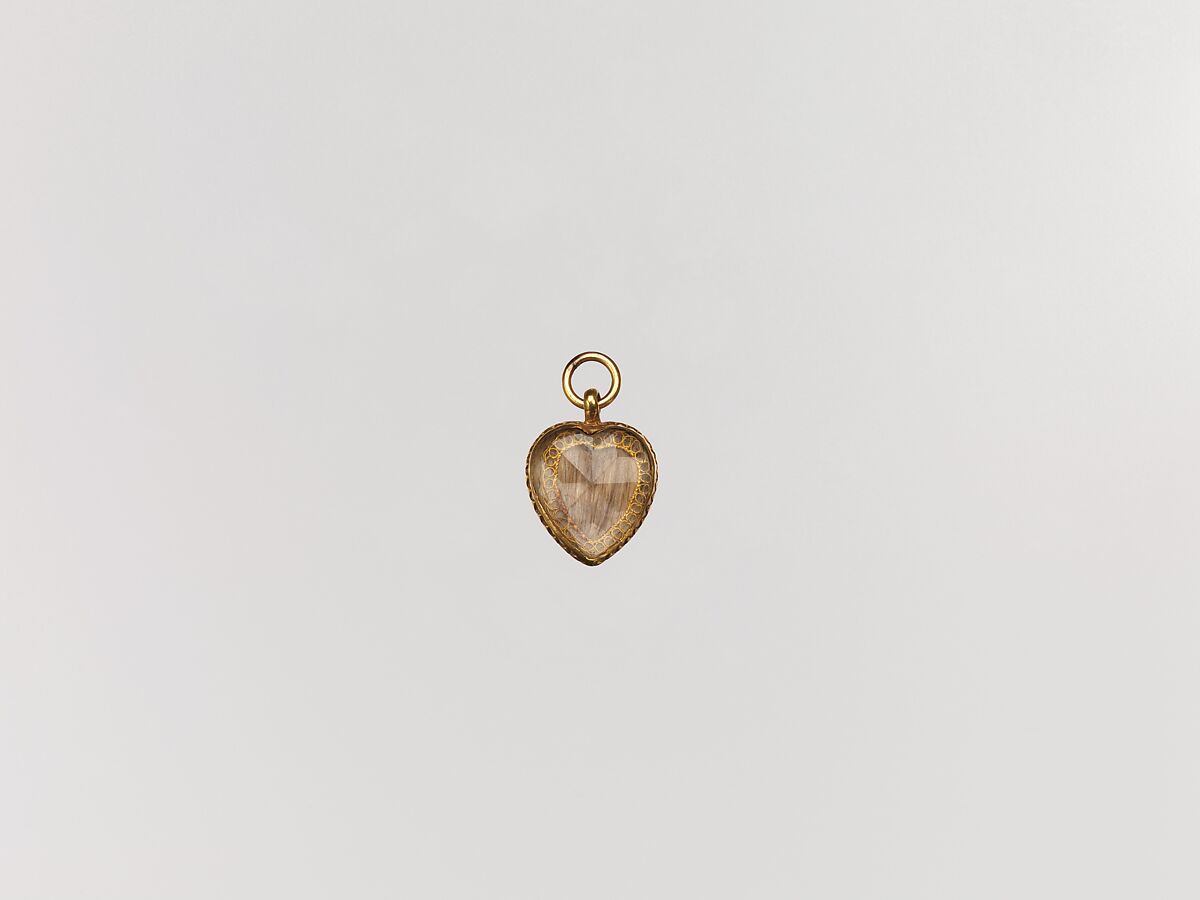 Locket, Gold, hair, and crystal, American 