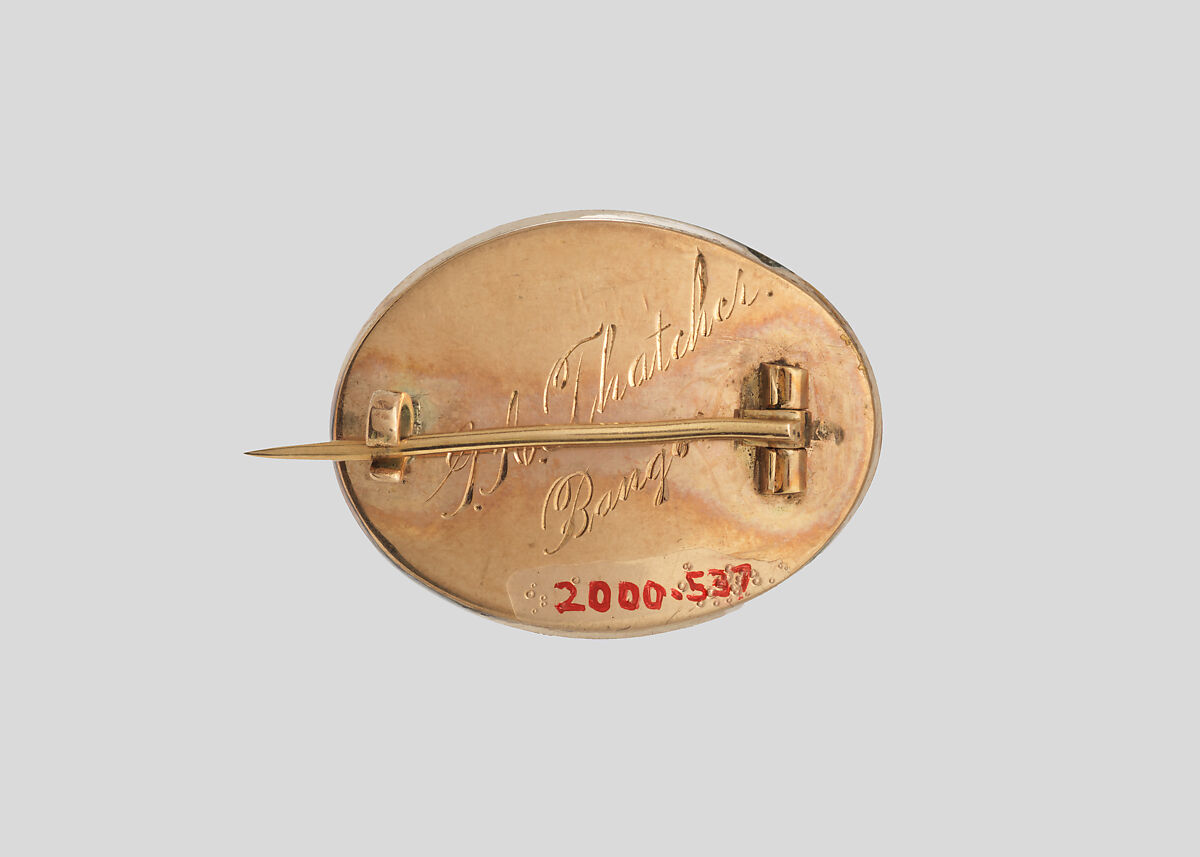 Brooch, Gold, hair, and crystal, American