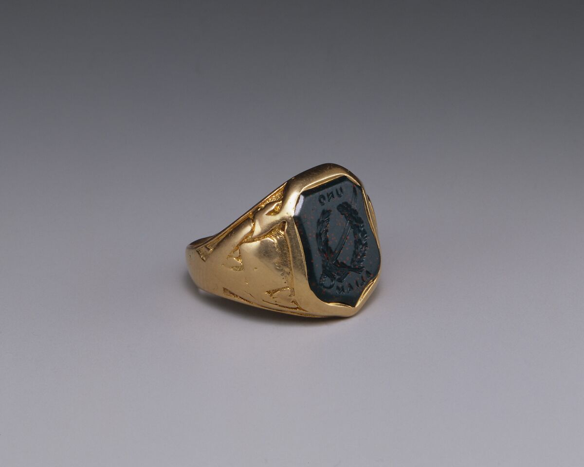 Signet Ring, Ball, Black &amp; Co. (American, New York, 1851–1874), Gold and bloodstone, American 