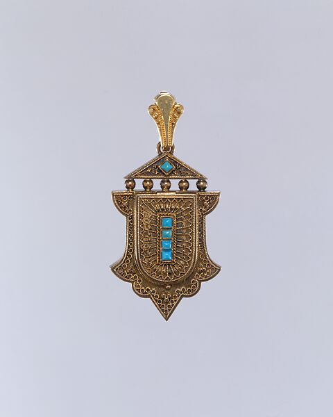 Locket, Possibly Mr. Johnson (father of E. M. Johnson), Gold, turquoise, and crystal, American 