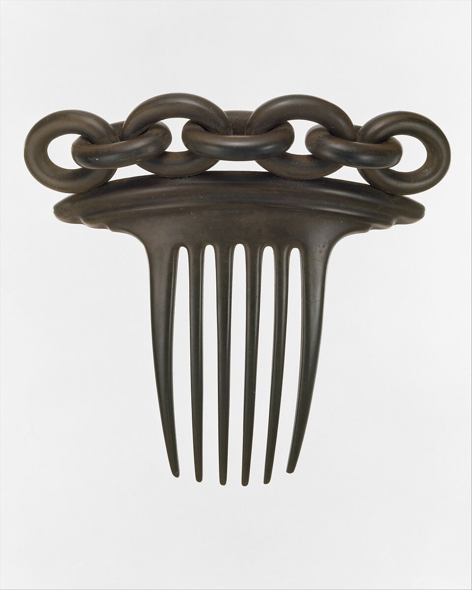 Hair Comb, Manufactured by India Rubber Comb Company, Vulcanite (India rubber and sulfur) 