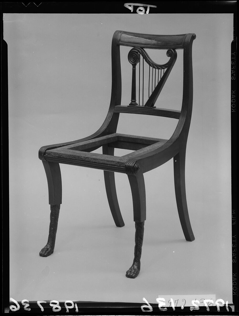 Side Chair, Mahogany, brass, ash, and tulip poplar, American
