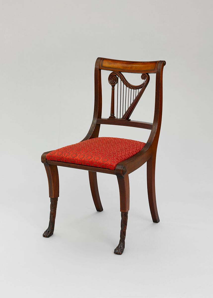 Side Chair, Mahogany, brass, ash, and tulip poplar, American 