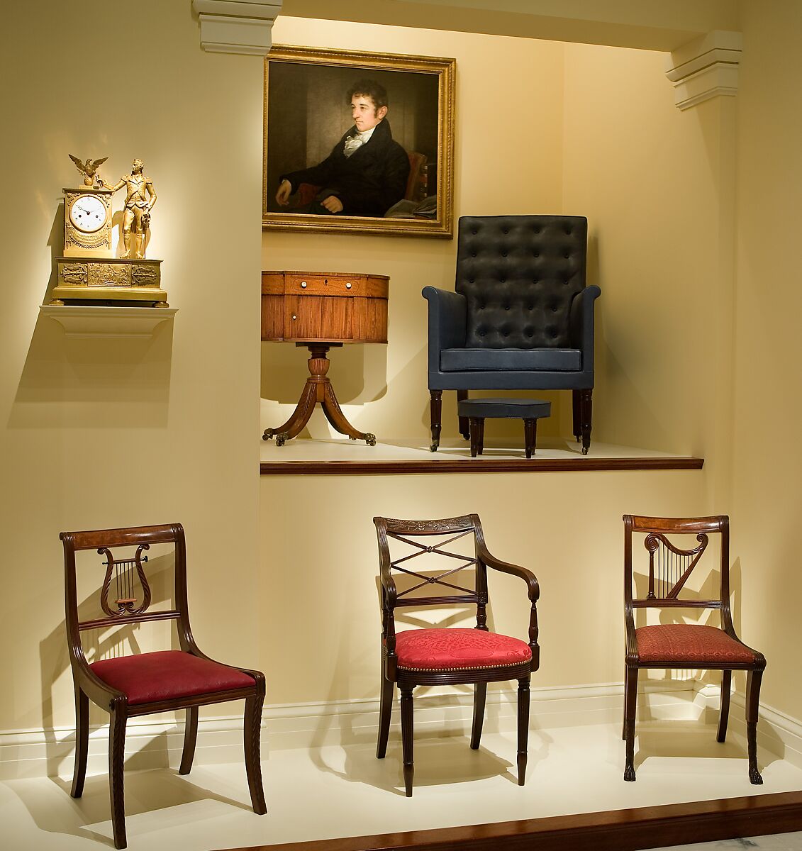 Side Chair, Mahogany, brass, ash, and tulip poplar, American