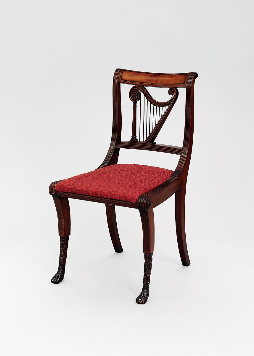 Side Chair, Mahogany, brass, ash, and tulip poplar, American