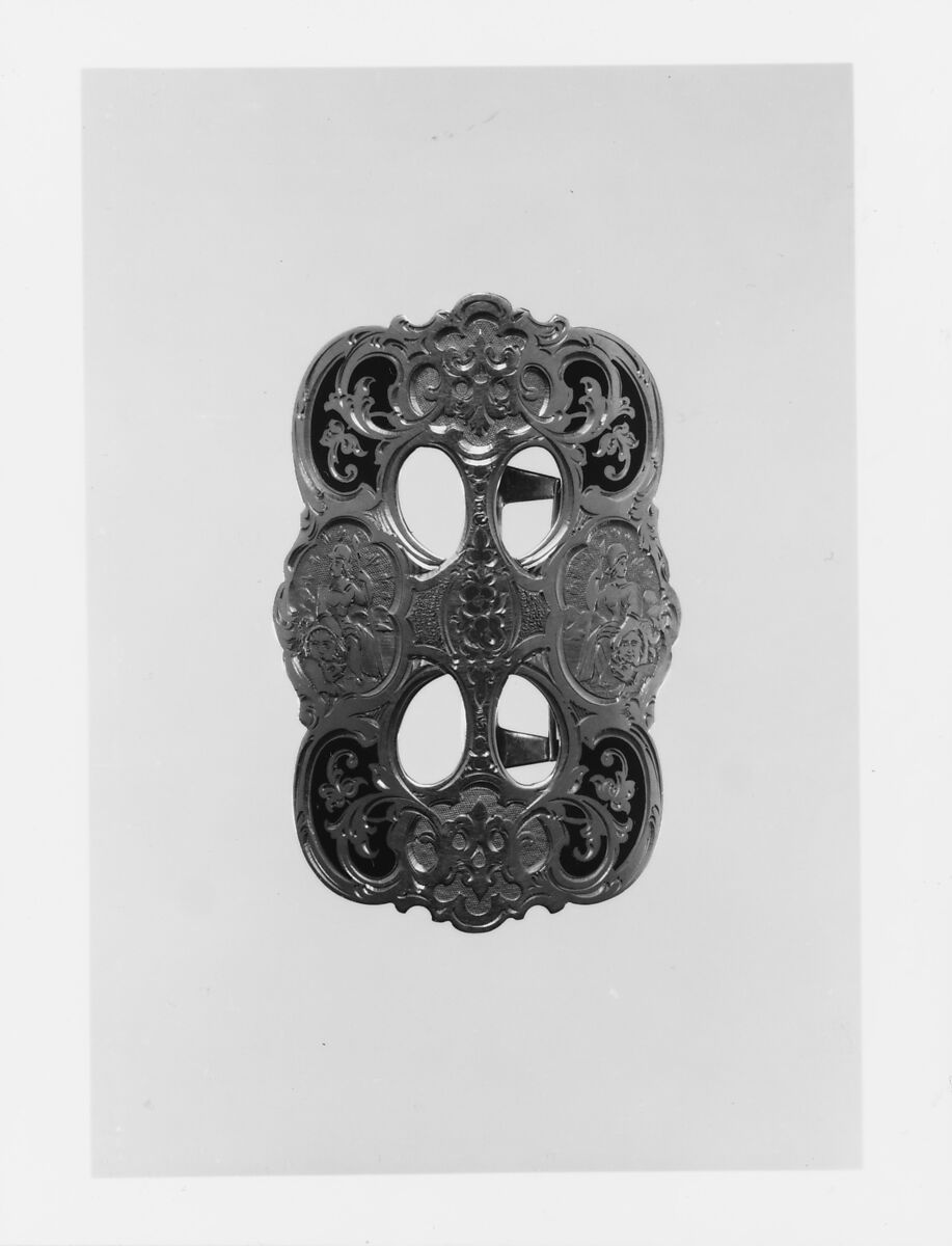 Belt Buckle, Manufactured by California Jewelry Co., Gold and champlevé enamel