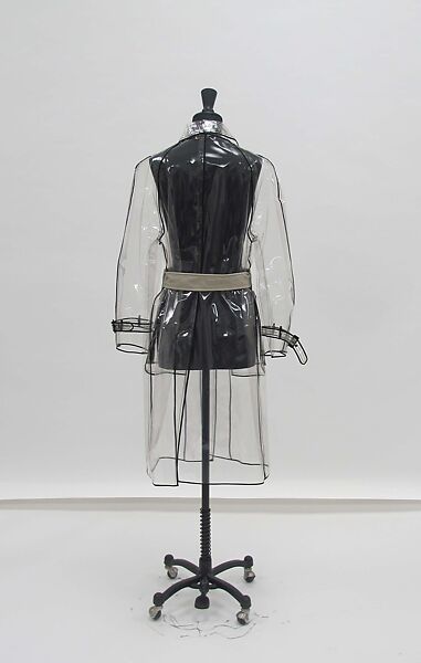 Raincoat, Prada (Italian, founded 1913), plastic (vinyl), silk, leather, metal, Italian