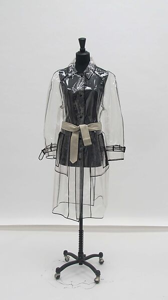 Raincoat, Prada (Italian, founded 1913), plastic (vinyl), silk, leather, metal, Italian 
