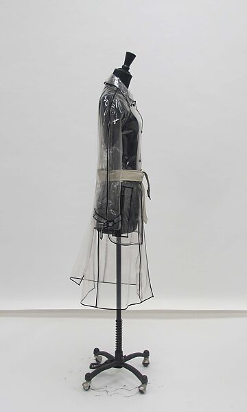 Raincoat, Prada (Italian, founded 1913), plastic (vinyl), silk, leather, metal, Italian