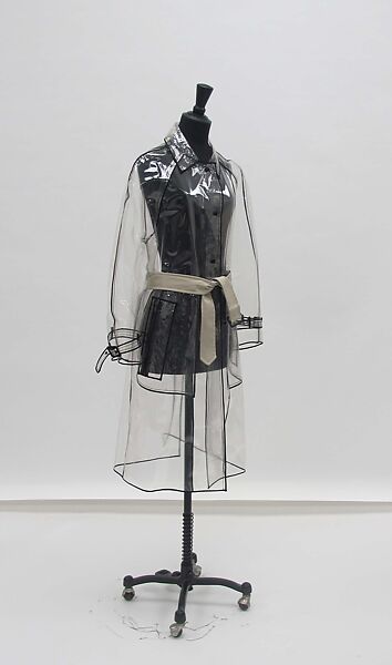 Raincoat, Prada (Italian, founded 1913), plastic (vinyl), silk, leather, metal, Italian